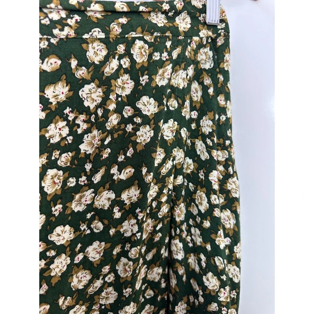 Vintage American Eagle Outfitters Green Floral Maxi Skirt Rayon 90s Boho Medium - Picture 10 of 15